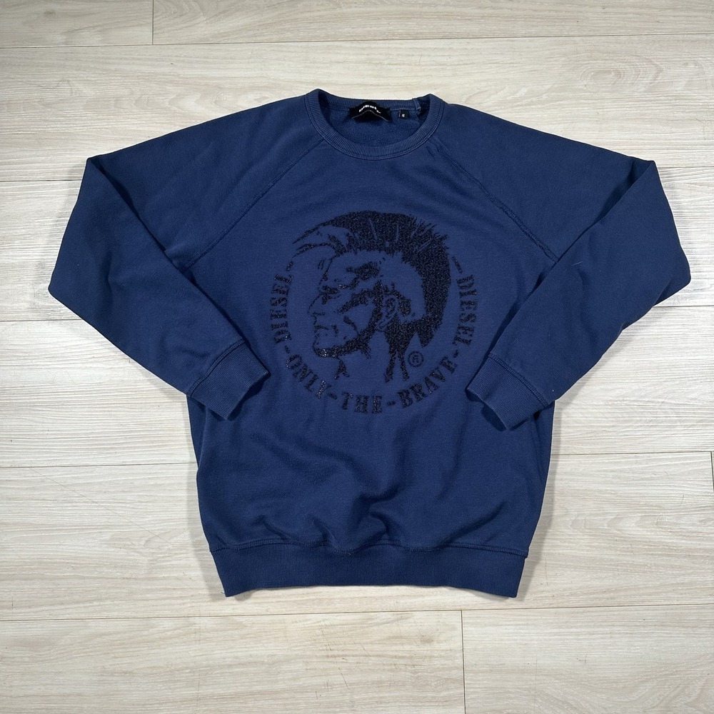 Diesel Vintage Sweatshirt Sweater Size Small Navy Blue Rare 90s Indian Head